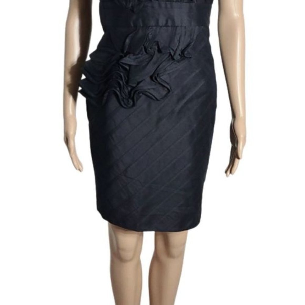 𝅺PHOEBE COUTURE Black 100% Silk Elegant Strapless Cocktail Dress Size 4 - Picture 9 of 16